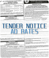 Tender Notice Ad Rates