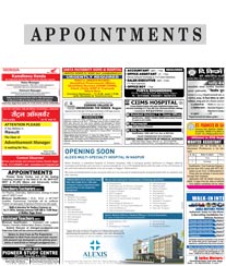 The Hitavada Appointments Ad Rates